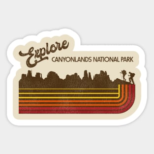 Explore Canyonlands National Park Retro 70s/80s Stripe Sticker